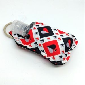 Spades themed sanitizer keychain